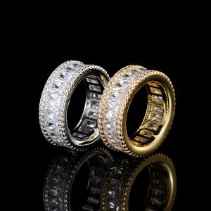 Lab Grown Diamond Baguette Eternity Band 925 <b>Silver</b> Gold Tone <b>Ring</b> <b>Mens</b> Womens Luxury Iced Wedding Anniversary Statement <b>Ring</b> - Product Image 5
