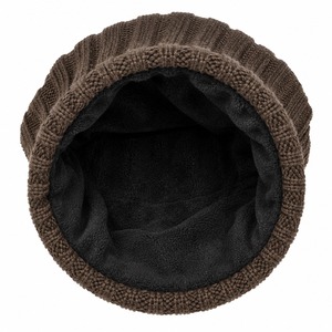 Wholesale Custom Trendy Winter <b>Beanie</b> Hat Oversized Warm Baggy <b>Slouch</b> with Raised Knit Coral Fleece Lining for Men and Women - Product Image 4
