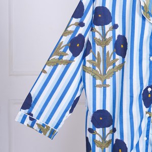 Kimono de Playa para Mujer, Estampado Floral a Mano, Tejido 100% Algodón, 120g, Cuello Redondo, Secado Rápido, Manga Larga, Estilo Indio - Product Image 3