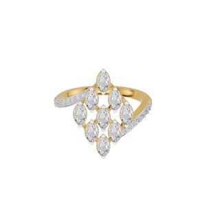 Anillo de Oro de 18K con Diamantes en Corte Marquesa, Joyería Nupcial de Dos Tonos para Regalo de Aniversario de Bodas - Product Image 1