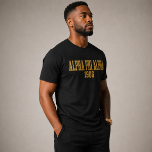 Camiseta Negra de Manga Corta para Hombre Alpha Phi Alpha 1906, Corte Regular, Cuello Redondo, Informal, de Algodón, con Diseño de Letras Estampadas en la Parte Delantera, OEM - Product Image 6