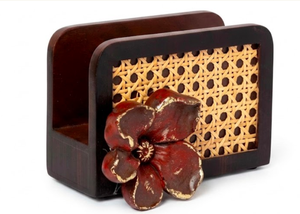 Porte-serviettes moderne en jute marron avec accent floral pour une décoration de table chic, idéal pour la salle à manger et la cuisine. - Product Image 2