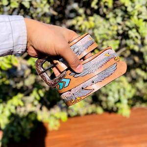 Ceinture en cuir Eagle Western entièrement fabriquée à la main, finition premium avec boucle en alliage de zinc, motif Paisley, largeur 40 mm, durable - Product Image 6