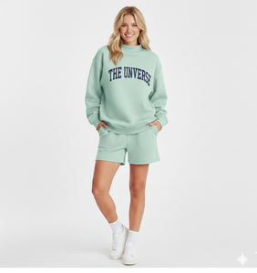 Sweat-shirt décontracté à manches longues et col montant, coupe classique, en polyester/coton, imprimé numérique pour l'hiver, pour femmes - Product Image 1