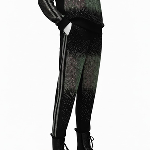 Luxury Rhinestone Tracksuit Set <b>Men</b> Black Sparkle Sweatshirt Jogger Suit Diamond <b>Studded</b> Streetwear Outfit - Product Image 5