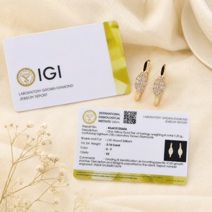 Exclusivos Pendientes de Aro Ovalados con Diamantes Cultivados en Laboratorio en Oro Amarillo Sólido de 14 Quilates, Certificados por IGI, Joyería Personalizada para Mujer - Product Image 6