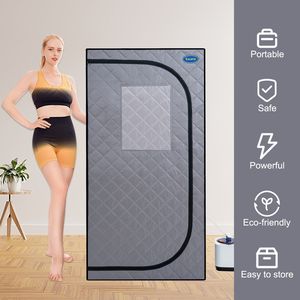 Tenda Sauna a Vapore Portatile Grigia in PVC Stile Mini Plus con Telecomando, Sedia Pieghevole, Coperta Sauna a Vapore Personale per Casa e Spa - Product Image 1