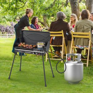 Fornello a Gas e Griglia 2-in-1 con Gambe Staccabili per Avventure all'Aperto - Product Image 2