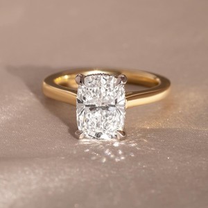 Bague VVS Diamant Élégante en Or 10K 14K 18K avec Diamant de Laboratoire Taille Coussin, Halo Caché, pour Fiançailles, Mariage, Bijoux Fins, Cadeau - Product Image 1