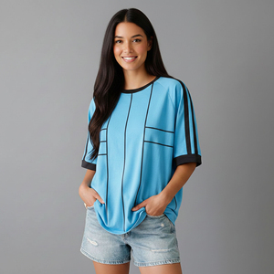 High Quality 100% Cotton Crew Neck Women's T-<b>Shirt</b> Custom Printed Logo Eco-Friendly Regular Fit Hip Hop Summer Quick Dry 2 Tone - Product Image 4