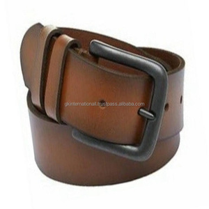 พรีเมี่ยมสีน้ําตาลหนังแท้เข็มขัดลําลองสําหรับ unisex Solid Matt สีดํานิกเกิลโลหะหัวเข็มขัดคู่ห่วงเข็มขัดผู้ชายและอุปกรณ์เสริม - Product Image 1