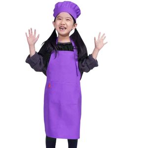 Kids Apron and Chef Hat Set, Children's Adjustable <b>Bib</b> Apron with 2 Pockets Cute Girls Kitchen Apron for Cooking, Painting - Product Image 1