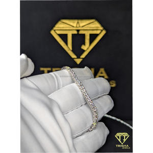 Pulsera de tenis de moissanita estilo hip hop con incrustaciones de diamantes, de plata de ley 925, pasa la prueba del probador, para hombre, para aniversario, de Trisha Jewels - Product Image 4