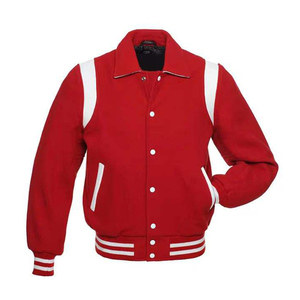 Mens <b>Red</b> White Varsity Style Jacket Shoulder Inserts Stand Striped Ribbed Trim Urban Streetwear Fashion Outerwear Hooded - Product Image 1