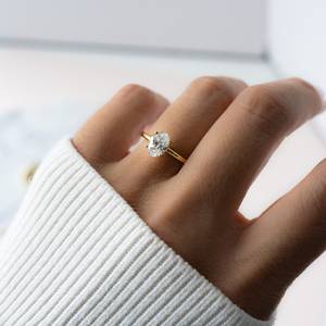 Bague de fiançailles en moissanite CZ, argent sterling 925 plaqué or 14 carats, bague de promesse, bague d'anniversaire de mariage pour elle, femme - Product Image 2