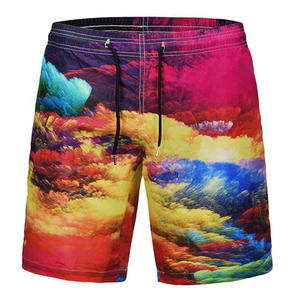 Short de bain pour homme à imprimé floral, séchage rapide, en polyester par sublimation, décontracté, taille mi-haute avec cordon de serrage, longueur courte - Product Image 2