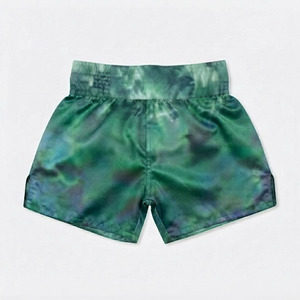 Custom Logo Green Tie-Dye Muay Thai Shorts | Premium Forest Satin Kickboxing <b>Trunks</b> | Professional <b>Men</b> & Women MMA Fightwear - Product Image 2