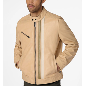 Veste de moto en cuir véritable INTRAX WORLD - Style décontracté pour homme avec fermeture éclair et poches - Product Image 3