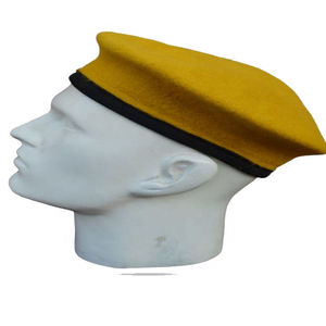 Yellow Wool Beret <b>Hat</b> With Black <b>Band</b> Unisex Adult Casual Four Seasons 56-58CM Head Circumference - Product Image 4