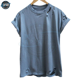 T-shirts respirants pour hommes, doux, effet vieilli, en coton personnalisé, coupe ajustée, col contrastant, confortables, en vente - Product Image 3