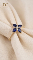 Bague de fiançailles en or massif 14 carats avec diamant de laboratoire et saphir bleu de laboratoire certifié IGI, bijoux fins de luxe pour femmes