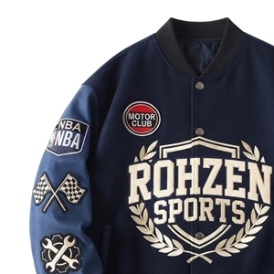 เสื้อแจ็คเก็ตบอมเบอร์ Racing Letterman ปักลายวินเทจ มอเตอร์สปอร์ต สตรีทแวร์ เบสบอล ผ้าฝ้าย 100% แห้งเร็ว ระบายอากาศดี รับผลิตแบบ OEM ODM - Product Image 3