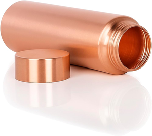 Nouvelle conception de bouteille d'eau en cuivre d'Inde, pure, pour boire de l'eau, idéale pour les voyages, la salle de sport, le bureau, les cadeaux, spéciale pour Noël - Product Image 1