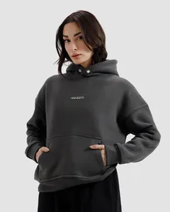 Sweat-shirt à capuche oversize pour homme, gris foncé, en molleton 100% coton, décontracté, pour l'automne, avec poche, coupe classique - Product Image 3