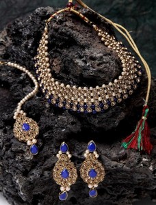 Fashion Latest Choker Design Traditional Gold Plated Necklace Jewellery Set for Women - Product Image 2