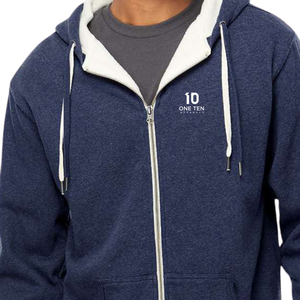 Navy Unisex Heavyweight Sherpa <b>Lined</b> Full Zip Hoodie Warm <b>Fleece</b> Hooded Sweatshirt Winter Casual Outdoor <b>Jacket</b> Custom Logo - Product Image 3