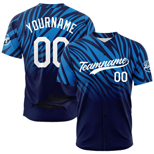 Maillot de baseball sublimé bleu rayé, anti-humidité, manches courtes, homme adulte, toutes saisons, coupe classique, fermeture boutonnée - Product Image 5