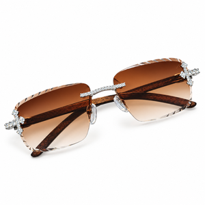 Nuevas Gafas de Sol Cuadradas para Hombre con Diseño Clásico y Moderno, Diamantes Moissanite de Lujo Personalizados, Antireflejantes, sin Montura, Color Marrón, con Caja de Regalo - Product Image 1