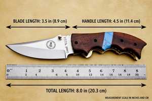Cuchillo Plegable OEM con Mango de Madera Natural, Separador de Resina Azul, Hoja de Acero, Varilla de Afilado y Funda de Cuero Genuino - Product Image 6