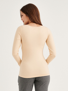 Bmama Haut de nuit de maternité beige à manches longues, pyjama d'allaitement, vêtement d'intérieur pour la grossesse, chemise de nuit, vente en gros - Product Image 2