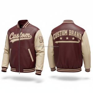 Chaqueta Varsity de PU Personalizada para Hombre, Color Naranja y Negro, con Logotipo de Llama Bordado, Resistente al Viento, Informal, para Otoño e Invierno - Product Image 5