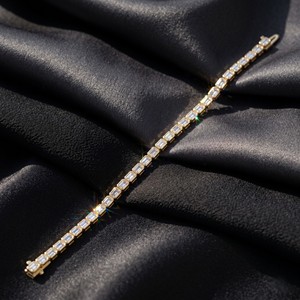 Luxury East West Bezel Set Emerald Shape CVD HPHT Lab Grown Diamond 14k Solid Gold IGI Certified <b>Bracelet</b> Fine Jewelry Women - Product Image 2