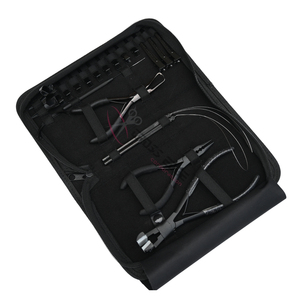 Stylist Hair Extension tools Kit with Seamless <b>Tape</b> Applicator Micro Bead Remover 2 Hole Crimping Plier <b>Hook</b> & Sectioning Clips - Product Image 1