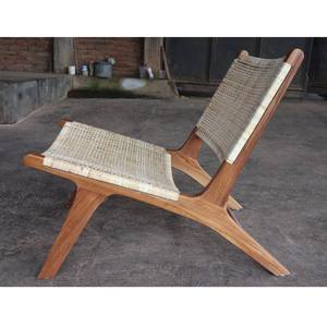 Chaise longue de piscine en teck indonésien écologique et durable, faite à la main avec un tressage en rotin, pour villa et jardin - Product Image 5