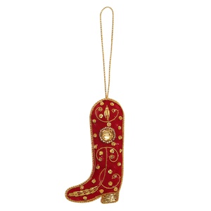 Ornement de Noël en velours satiné brodé personnalisé en gros de 4 pouces avec un motif de chameau et de renne, fabriqué à la main par Brazeal Studio - Product Image 5