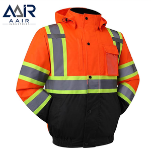 AAIR INDUSTRIES <b>Hi</b> <b>Vis</b> Reflective Safety <b>Jacket</b> Microfiber Waterproof Hooded Workwear Breathable Flame Retardant CE for Road - Product Image 4
