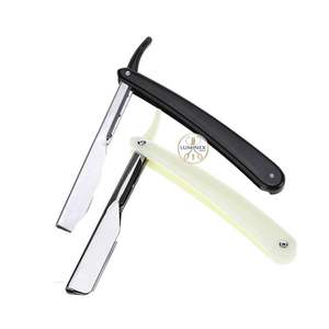 Lame de rasoir vintage en acier inoxydable avec manche en bois pour hommes, accessoires de barbier à lame simple pour l'entretien de la barbe - Product Image 2