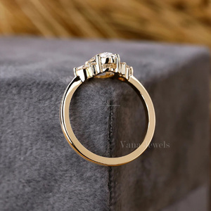 Bague de fiançailles en or 10 carats à la mode Style Art déco unique avec diamant de laboratoire ovale Proposition parfaite cadeau d'anniversaire pour votre femme - Product Image 5