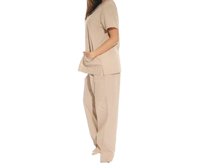 Women's Gray V-Neck <b>Scrub</b> <b>Set</b> With Pockets Hospital Uniforms Cotton Polyester Fabric Premium quality - Product Image 3