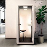 Pod kantor aluminium Modern dengan Stan vokal kedap suara Stan telepon pribadi untuk kantor rumah Hotel atau Mall bingkai baja