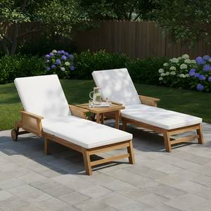 เก้าอี้อาบแดดไม้สักหรูหราพร้อมล้อเลื่อน สำหรับริมสระน้ำกลางแจ้ง เหมาะสำหรับรีสอร์ท วิลล่า และโรงแรม - Product Image 1