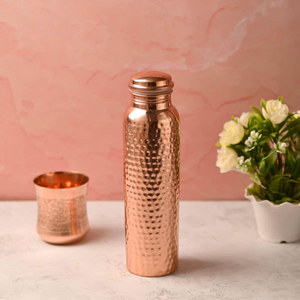 Botella de Agua Hecha a Mano 100% Cobre Puro Martillado, Brillante y Hermética para Uso Diario, Gimnasio, Yoga, Bebidas, a un Precio Increíble - Product Image 4