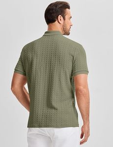 Camisa Polo Casual de Punto para Hombre, Texturizada, de Manga Corta, Elástica, para Golf, Vacaciones de Verano, Playa, con Cuello - Product Image 2