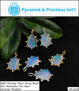 925 argent Sterling bijoux à bricoler soi-même fantaisie lunette ensemble opale de feu pendentif en pierre précieuse avec or Vermeil breloques en opale synthétique faites à la main - Product Image 4