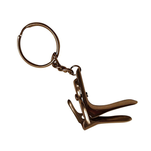 Wholesale Manufacturer Clinic Promotional Keychains Speculum Shaped Titanium Color Key <b>Rings</b> Customized Brand <b>Name</b> Keychains - Product Image 6