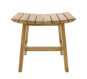 Banc de douche en teck de haute qualité, tabouret d'extérieur avec assise à lattes courbées, mobilier de jardin, artisanat indonésien - Product Image 2